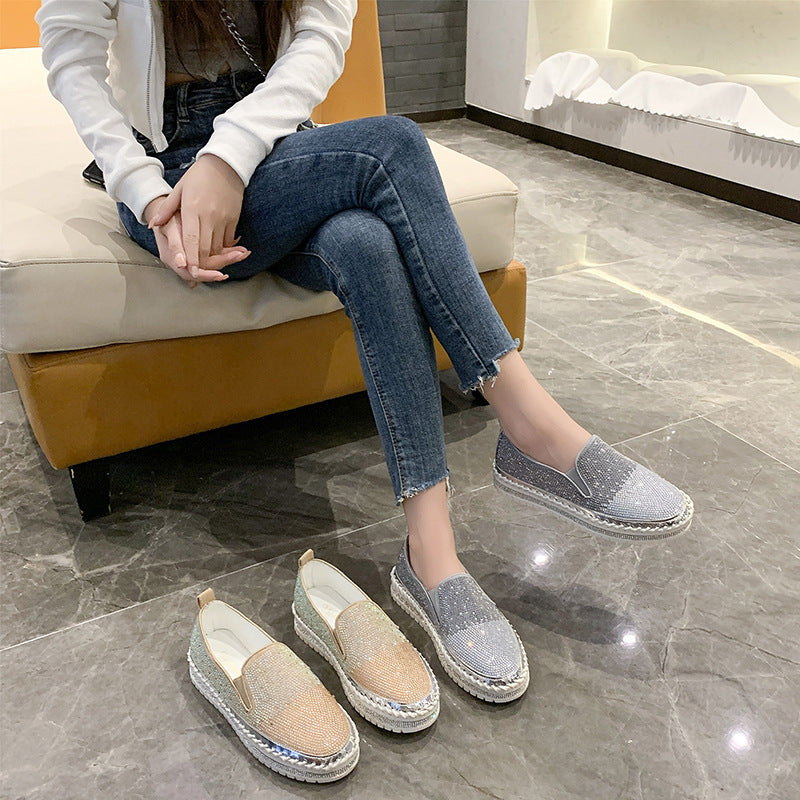 Comelyy Thick-soled Fashion Rhinestone Casual Shoes
