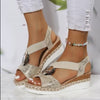 Comelyy Wedge Sandals Buckle Design Platform Strap Casual Shoes