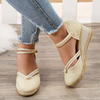Comelyy Women's Sandals Wedge Comfortable Pointed Toe Hemp Braid Buckle