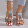 Comelyy Women's flat rhinestone fish mouth sandals